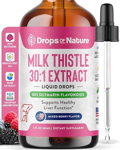 Gotas de Cardo Mariano con 80% de Flavonoides de Silimarina – Veganas, No Transgénicas, de Rápida Absorción – Suplemento para Hígado, Inmunidad y - imagen 1