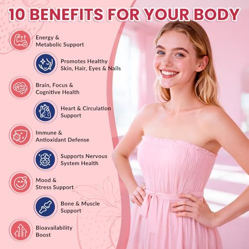CNCHEF Complejo de Vitaminas B 17 en 1 – B1, B2, B3, B4, B5, B6, B7 (Biotina), B8 (Inositol), B9, B12, C, D3, K2, Apoyo Energético, Inmunológico, - imagen 6