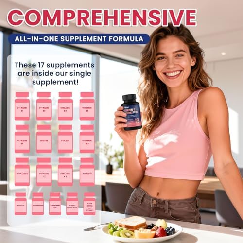 CNCHEF Complejo de Vitaminas B 17 en 1 – B1, B2, B3, B4, B5, B6, B7 (Biotina), B8 (Inositol), B9, B12, C, D3, K2, Apoyo Energético, Inmunológico, - imagen 7
