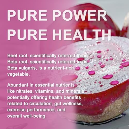 Cápsulas de Remolacha Orgánica - 1300mg de Polvo de Remolacha para Energía Natural - 60 Cápsulas Veganas que Apoyan la Presión Arterial, Rendimiento - imagen 3