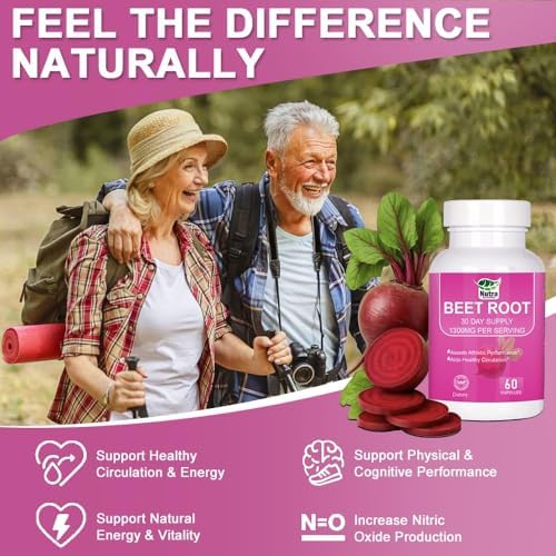 Cápsulas de Remolacha Orgánica - 1300mg de Polvo de Remolacha para Energía Natural - 60 Cápsulas Veganas que Apoyan la Presión Arterial, Rendimiento - imagen 6