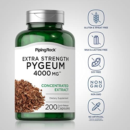 Suplemento de Pygeum Piping Rock | 200 Cápsulas | Extra Fuerte | Para Hombres y Mujeres | Extracto de Corteza de Pygeum Africanum | Sin OGM, Sin - imagen 3