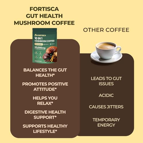 Café de Hongos 10 Variedades con Probióticos (Melena de León, Cordyceps, Cola de Pavo y Más), Suplemento Instantáneo de Ashwagandha para Energía y - imagen 7