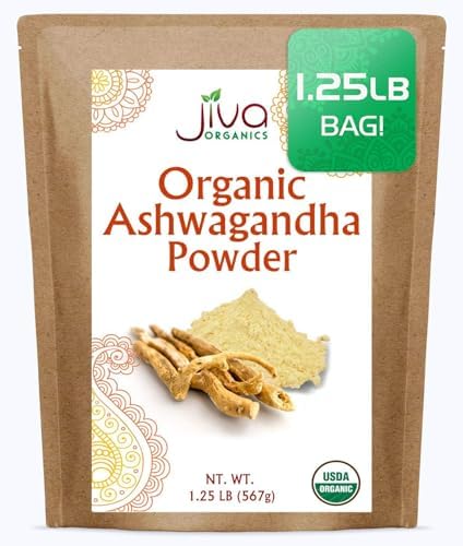 Jiva Organics Polvo de Raíz de Ashwagandha 1.25 lb (20 oz) - Sin Gluten, Ginseng Indio, Crudo, Puro, No OGM, Probado en Laboratorio - imagen 1