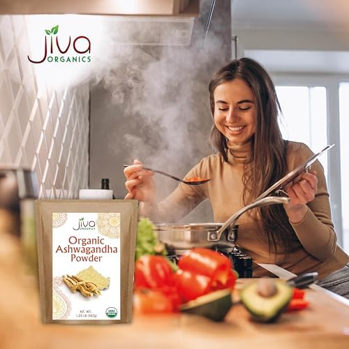 Jiva Organics Polvo de Raíz de Ashwagandha 1.25 lb (20 oz) - Sin Gluten, Ginseng Indio, Crudo, Puro, No OGM, Probado en Laboratorio - imagen 5