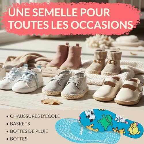 Plantillas para Niños Kaps Offspring - 6 Pares, Plantillas Cortables para Zapatos de Niños, Suaves y Transpirables, Ideales para Tallas Intermedias - imagen 5