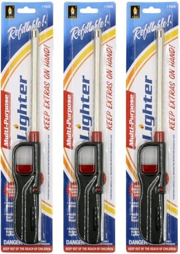 Paquete de 6 - Encendedor de Larga Duración Vezee Fuel Included para BBQ Handi Grill Click Flame - Refillable Butane Gas, Resistente al Viento, Rojo - imagen 2