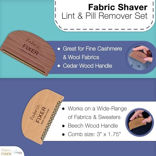 Set de Peine Quitapelusas de Cachemira y Afeitadora de Tela Multiusos (Madera de Cedro y Haya) para Ropa Delicada, Muebles, Almohadas y Sábanas por - imagen 3