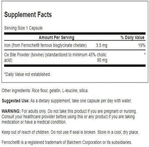 Swanson Bile de Buey Estandarizada - 90 mg 60 Cápsulas (1 Paquete) - imagen 2