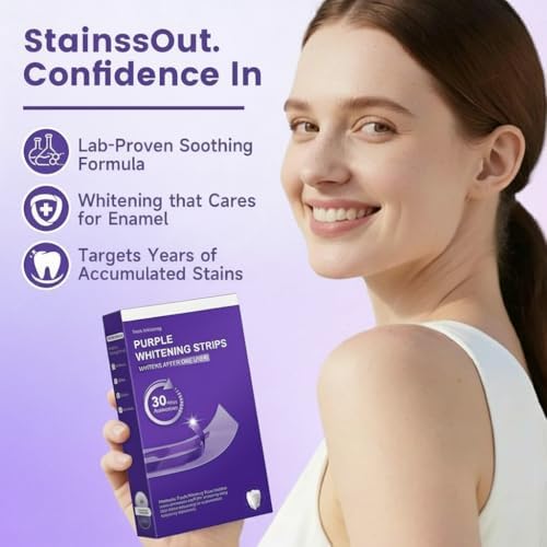 Tiras Blanqueadoras de Dientes Moradas para Dientes Sensibles, Parches de Cuidado Dental Diario, Eliminación Suave de Manchas - (7 piezas/Caja) - imagen 3