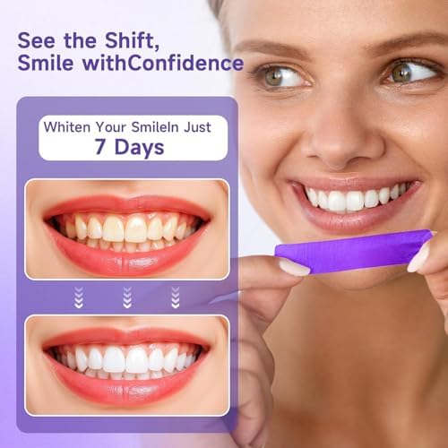 Tiras Blanqueadoras de Dientes Moradas para Dientes Sensibles, Parches de Cuidado Dental Diario, Eliminación Suave de Manchas - (7 piezas/Caja) - imagen 4