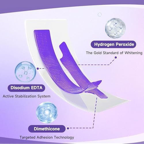 Tiras Blanqueadoras de Dientes Moradas para Dientes Sensibles, Parches de Cuidado Dental Diario, Eliminación Suave de Manchas - (7 piezas/Caja) - imagen 6