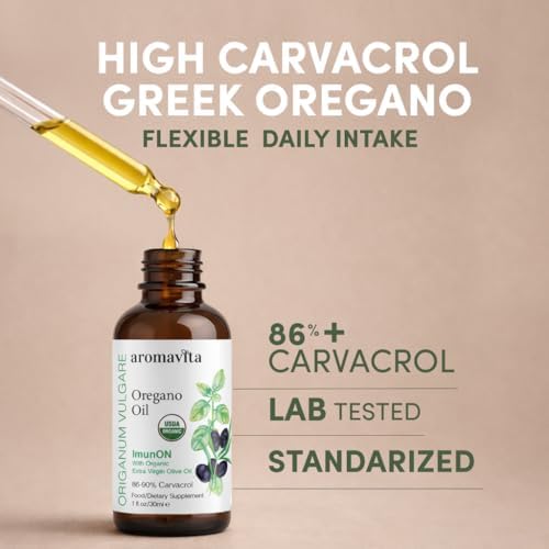 ACEITE DE ORÉGANO AROMAVITA 86-90% Carvacrol – Orgánico USDA – Dosis Flexible – Soporte Inmunológico y Digestivo – Orégano Griego – 30 ml (1 fl. oz) - imagen 2