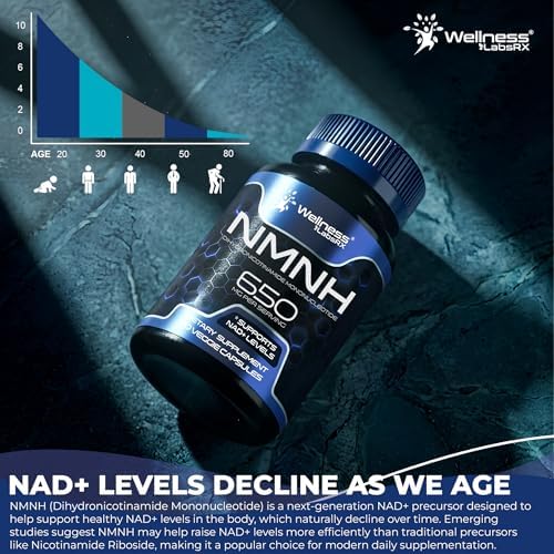 Suplementos NMNH - Cápsulas de Di-Hidro Nicotinamida Mononucleótido, Suplemento Ultra Potente de NMN, 650mg, Energía Celular y Antienvejecimiento, 90 - imagen 4