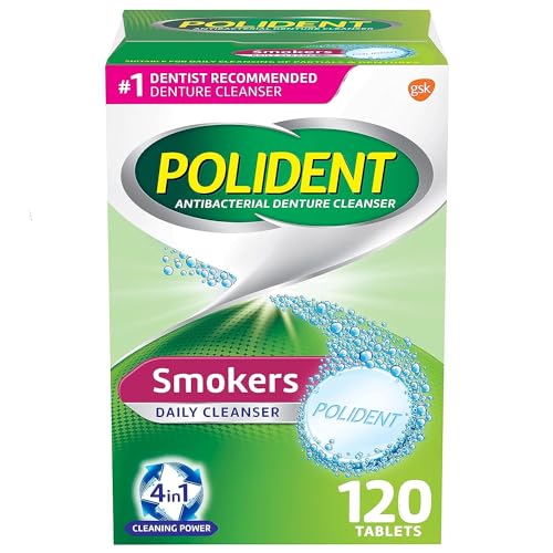 Tabletas Limpiadoras de Dentaduras Polident para Fumadores - 120 Unidades (Paquete de 1) - imagen 1