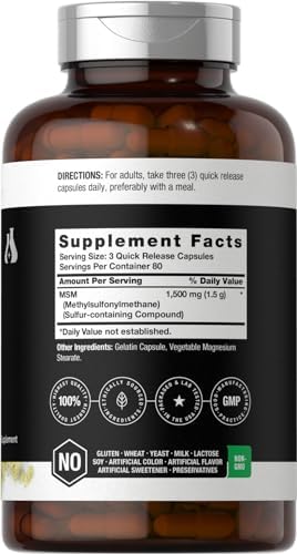 Cápsulas de MSM Horbäach 1500mg | 240 Piezas | Suplemento Sin OGM y Libre de Gluten | Berkshire Labs - imagen 2