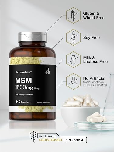 Cápsulas de MSM Horbäach 1500mg | 240 Piezas | Suplemento Sin OGM y Libre de Gluten | Berkshire Labs - imagen 5