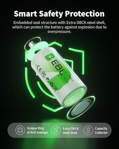 Baterías Recargables C EBL, 5000mAh Ni-MH Alta Capacidad, Paquete Nuevo de 4 Piezas - imagen 5