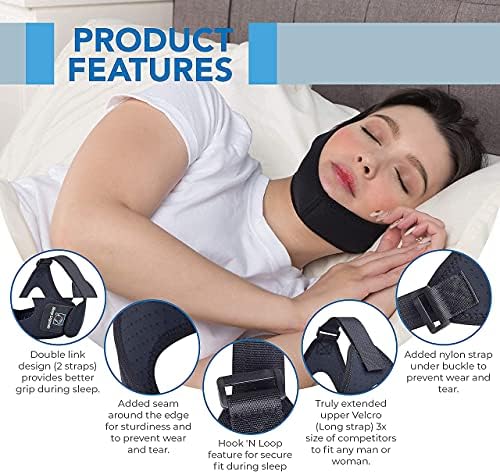 Faja Antisnoring Premium Sleep Legends para Usuarios de CPAP - Faja Ajustable para Mantener la Boca Cerrada y Reducir Ronquidos para Hombres y Mujeres - imagen 3