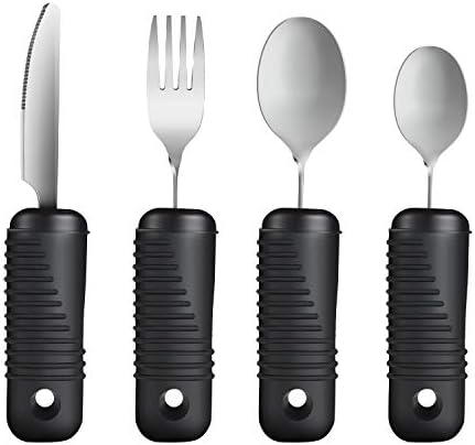 Utensilios Adaptativos YPCBYNBS, Cubiertos de Fácil Agarre, Cuchara, Cuchillo y Tenedor Flexibles para Personas Mayores y con Temblor, Set de 4 Piezas - imagen 1