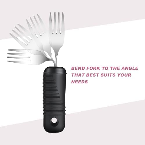 Utensilios Adaptativos YPCBYNBS, Cubiertos de Fácil Agarre, Cuchara, Cuchillo y Tenedor Flexibles para Personas Mayores y con Temblor, Set de 4 Piezas - imagen 4
