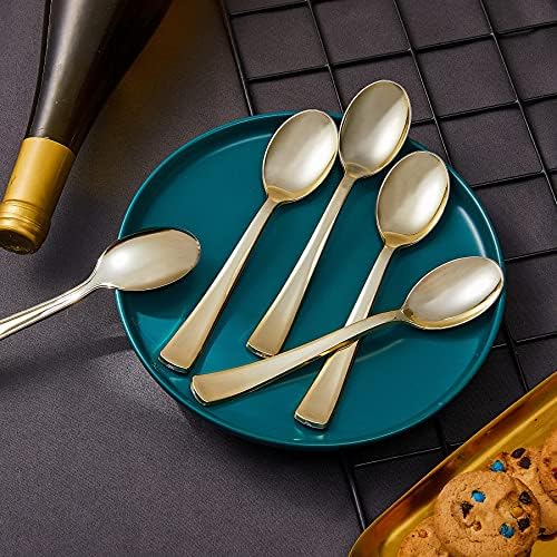 Cucharas de Plástico Doradas N9R - 72 Piezas, Resistente y Desechable para Fiestas, Bodas y Cenas - imagen 5