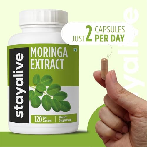 Cápsulas de Moringa STAY ALIVE 1000mg, Extracto 20:1, 120 Píldoras, Superalimento Verde, 100% Puro, Suplemento Natural, Sin OGM y Sin Gluten, 2 Meses - imagen 7