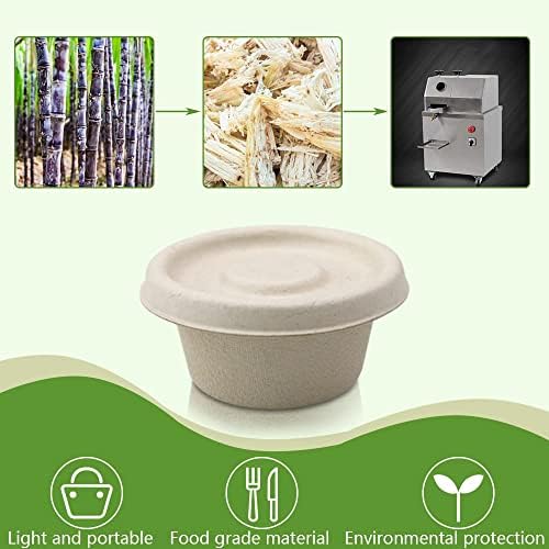 Vmiapxo 100 Sets de Vasitos de Fibra de Bagazo de 2oz con Tapa, Contenedores Desechables Compostables para Salsas y Degustación de Snacks - imagen 3