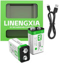 Baterías Recargables de Litio LINENGXIA 9V 1100mAh (Paquete de 2, Verde) con Cable Tipo-C | 1200 Ciclos de Vida | Protección contra Sobrecarga y - imagen 1