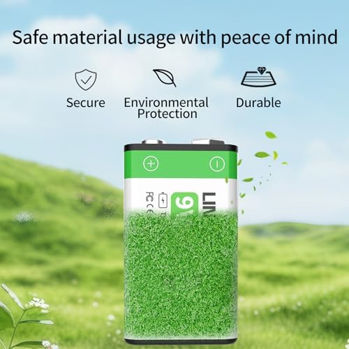 Baterías Recargables de Litio LINENGXIA 9V 1100mAh (Paquete de 2, Verde) con Cable Tipo-C | 1200 Ciclos de Vida | Protección contra Sobrecarga y - imagen 8