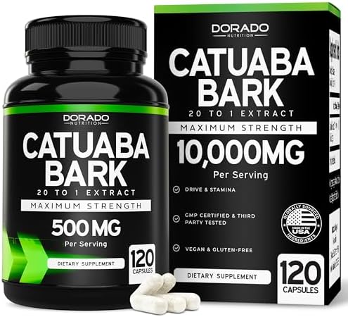 Extracto de Corteza de Catuaba 10,000mg por Porción (120 Cápsulas) - Aumenta Energía y Resistencia - Hecho en EE. UU. - Sin Gluten y No Transgénico - - imagen 1