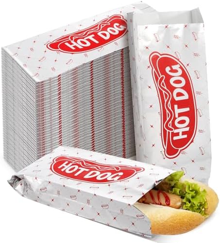 Suwimut 200 Piezas de Papel Aluminio para Hot Dogs, 9.5 x 3.5 Pulgadas, Fundas Desechables Resistentes a Grasas para Fiestas, Comida Rápida y BBQ - imagen 1