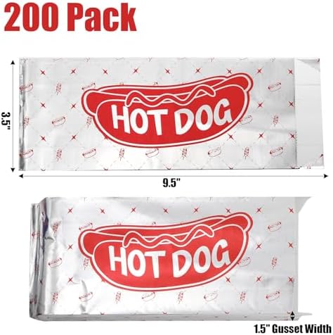 Suwimut 200 Piezas de Papel Aluminio para Hot Dogs, 9.5 x 3.5 Pulgadas, Fundas Desechables Resistentes a Grasas para Fiestas, Comida Rápida y BBQ - imagen 2