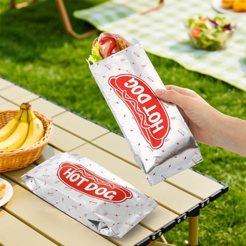 Suwimut 200 Piezas de Papel Aluminio para Hot Dogs, 9.5 x 3.5 Pulgadas, Fundas Desechables Resistentes a Grasas para Fiestas, Comida Rápida y BBQ - imagen 5