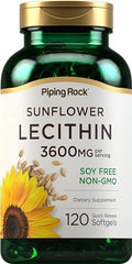 Cápsulas de Lecitina de Girasol Piping Rock | 3600 mg | 120 Píldoras | Ricas en Fosfatidilcolina | Sin Soja, No OGM, Sin Gluten - imagen 1
