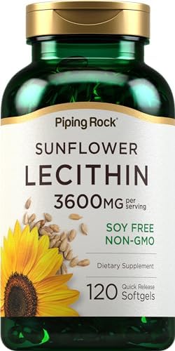Cápsulas de Lecitina de Girasol Piping Rock | 3600 mg | 120 Píldoras | Ricas en Fosfatidilcolina | Sin Soja, No OGM, Sin Gluten - imagen 1