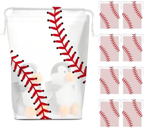 Paquete de 50 Bolsas de Merienda de Béisbol con Cuerda para Fiesta, Bolsas de Regalo Translúcidas de Béisbol, 7.08 x 9.84 Pulgadas, Suministros para - imagen 1