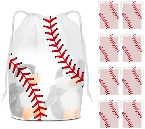 Paquete de 50 Bolsas de Merienda de Béisbol con Cuerda para Fiesta, Bolsas de Regalo Translúcidas de Béisbol, 7.08 x 9.84 Pulgadas, Suministros para - imagen 4