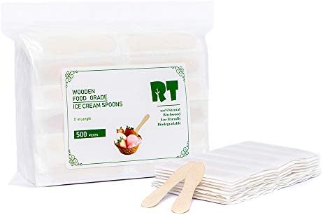 Cucharas de Madera Desechables para Helado RT de Abeto Natural de 3 Pulgadas (500 piezas) con Empaque Individual Más Seguro - imagen 1