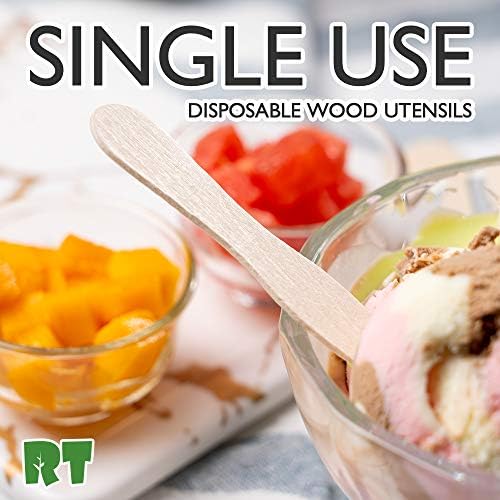 Cucharas de Madera Desechables para Helado RT de Abeto Natural de 3 Pulgadas (500 piezas) con Empaque Individual Más Seguro - imagen 6
