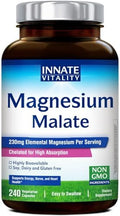 Magnesio Malato Innate Vitality, 230mg Mag Elemental, Chelado Completo, Máxima Absorción y Biodisponibilidad, No GMO, Energía, Recuperación, Soporte - imagen 1