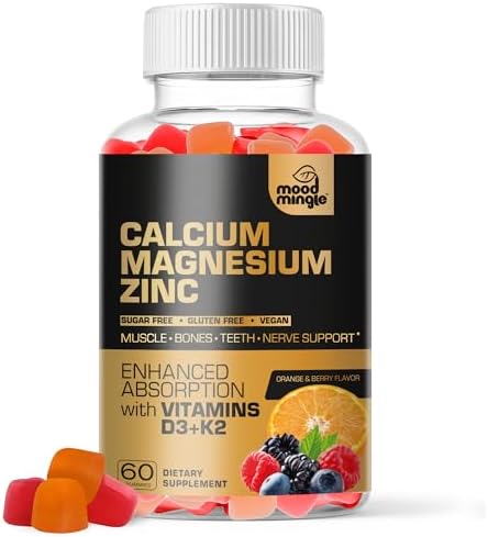 Gomitas de Calcio, Magnesio y Zinc para Niños y Adultos - Absorción Mejorada con Vitamina D3 y K2 - Sin Azúcar, Sin Gluten, Veganas - imagen 1