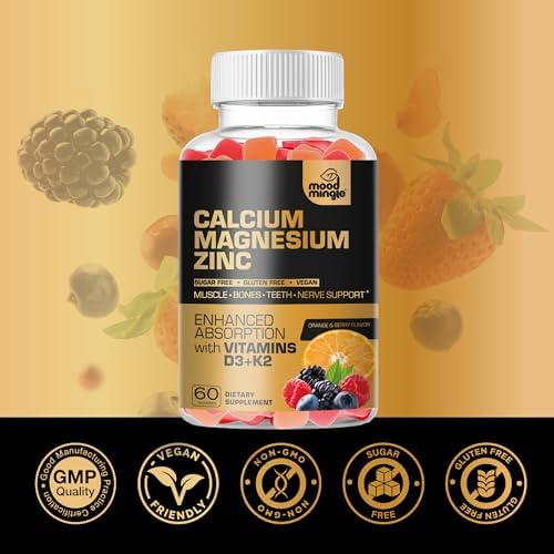 Gomitas de Calcio, Magnesio y Zinc para Niños y Adultos - Absorción Mejorada con Vitamina D3 y K2 - Sin Azúcar, Sin Gluten, Veganas - imagen 5