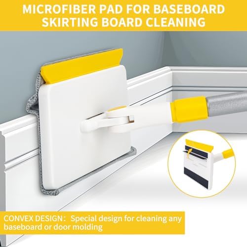 Herramienta de Limpieza de Zócalos KeFanta con Mango, Mopa Extensible de 55 con 4 Paños Reutilizables, Limpiador para Ventanas, Pisos y Techos - imagen 3