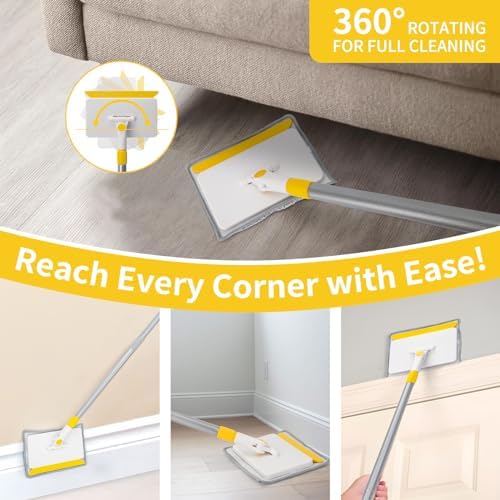 Herramienta de Limpieza de Zócalos KeFanta con Mango, Mopa Extensible de 55 con 4 Paños Reutilizables, Limpiador para Ventanas, Pisos y Techos - imagen 4
