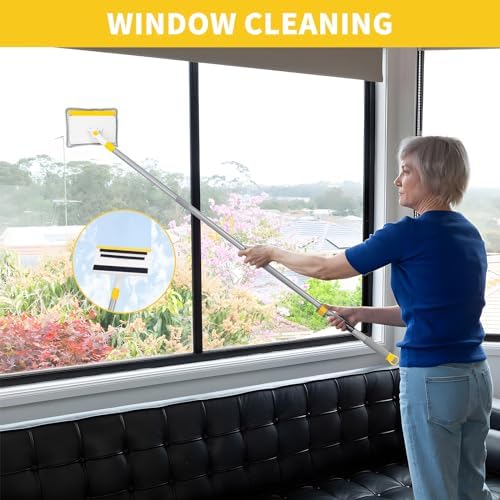 Herramienta de Limpieza de Zócalos KeFanta con Mango, Mopa Extensible de 55 con 4 Paños Reutilizables, Limpiador para Ventanas, Pisos y Techos - imagen 5