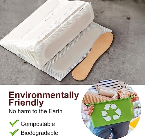 Cucharas de Madera HLSN para Helado, 500 Piezas de 3 Mini Cubiertos Desechables, Palitos de Muestra Compostables de Abedul, Envuelto Individualmente - imagen 4