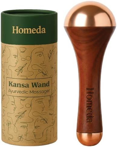 Homeda Kansa Wand Masajeador de Pies Ayurveda - Herramienta de Cuidado de la Piel India - Regalos Ayurveda (Doble Tazón) - imagen 1