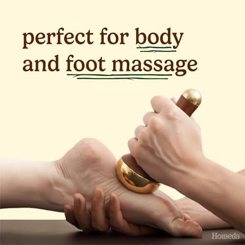 Homeda Kansa Wand Masajeador de Pies Ayurveda - Herramienta de Cuidado de la Piel India - Regalos Ayurveda (Doble Tazón) - imagen 3