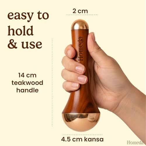 Homeda Kansa Wand Masajeador de Pies Ayurveda - Herramienta de Cuidado de la Piel India - Regalos Ayurveda (Doble Tazón) - imagen 6